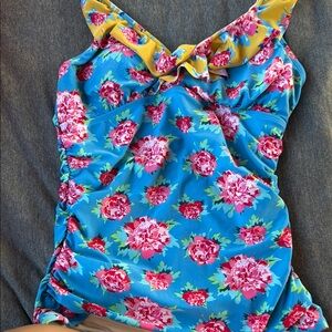 Matilda Jane Blue Pink Sleeveless Ruffled Swim Top